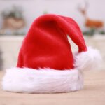 Thickened Plush Christmas Hat with Big Pom-Pom: Festive Red Holiday Decoration for Adults and Kids